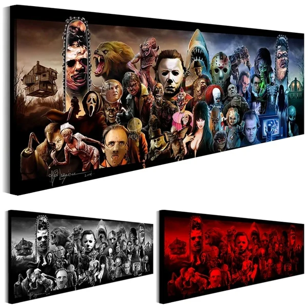 Classic Fashion Terror Canvas Print Movie Wall Posters For Home Decoration Horror Painting Living Room Bedroom Decor | Дом и сад