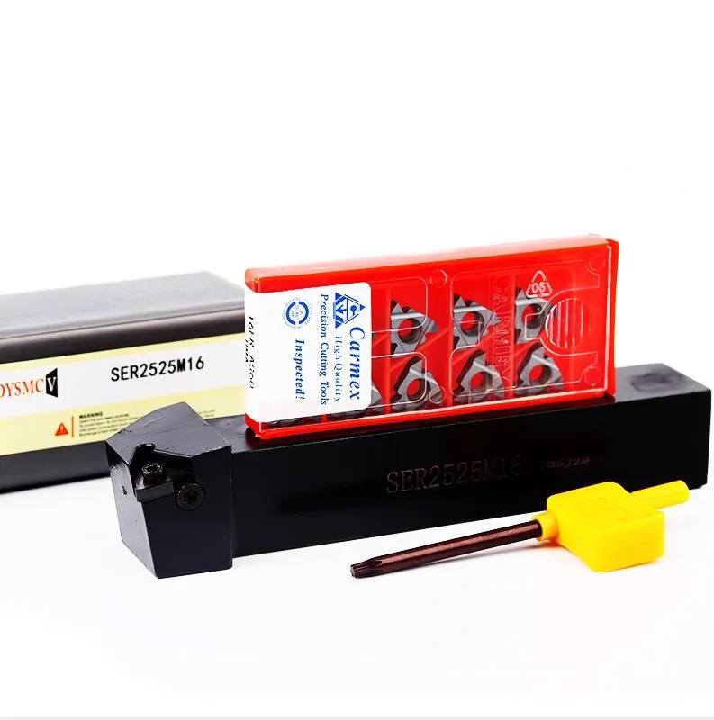 SER2525M16 Lathe Tool Holder + 16ER AG60 Carbide Blade + 1 Wrench External Thread Turning Tool CNC Tool Holder Turning Tool
SER2525M16 Lathe Tool Holder + 16ER AG60 Carbide Blade + 1 Wrench External Thread Turning Tool CNC Tool Holder Turning Tool