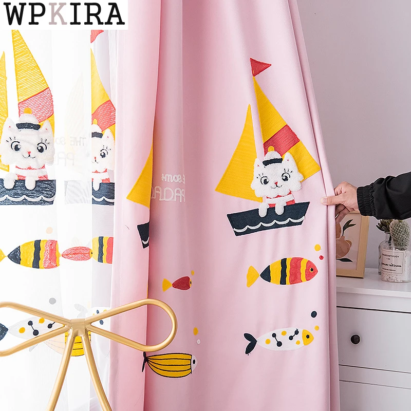 Cartoon Sailboat Fish Curtain for Girls Baby Room Pink Drape Embroidery Cat Pattern Window Bedroom White Sheer Blinds S275#E
Cartoon Sailboat Fish Curtain for Girls Baby Room Pink Drape Embroidery Cat Pattern Window Bedroom White Sheer Blinds S275#E