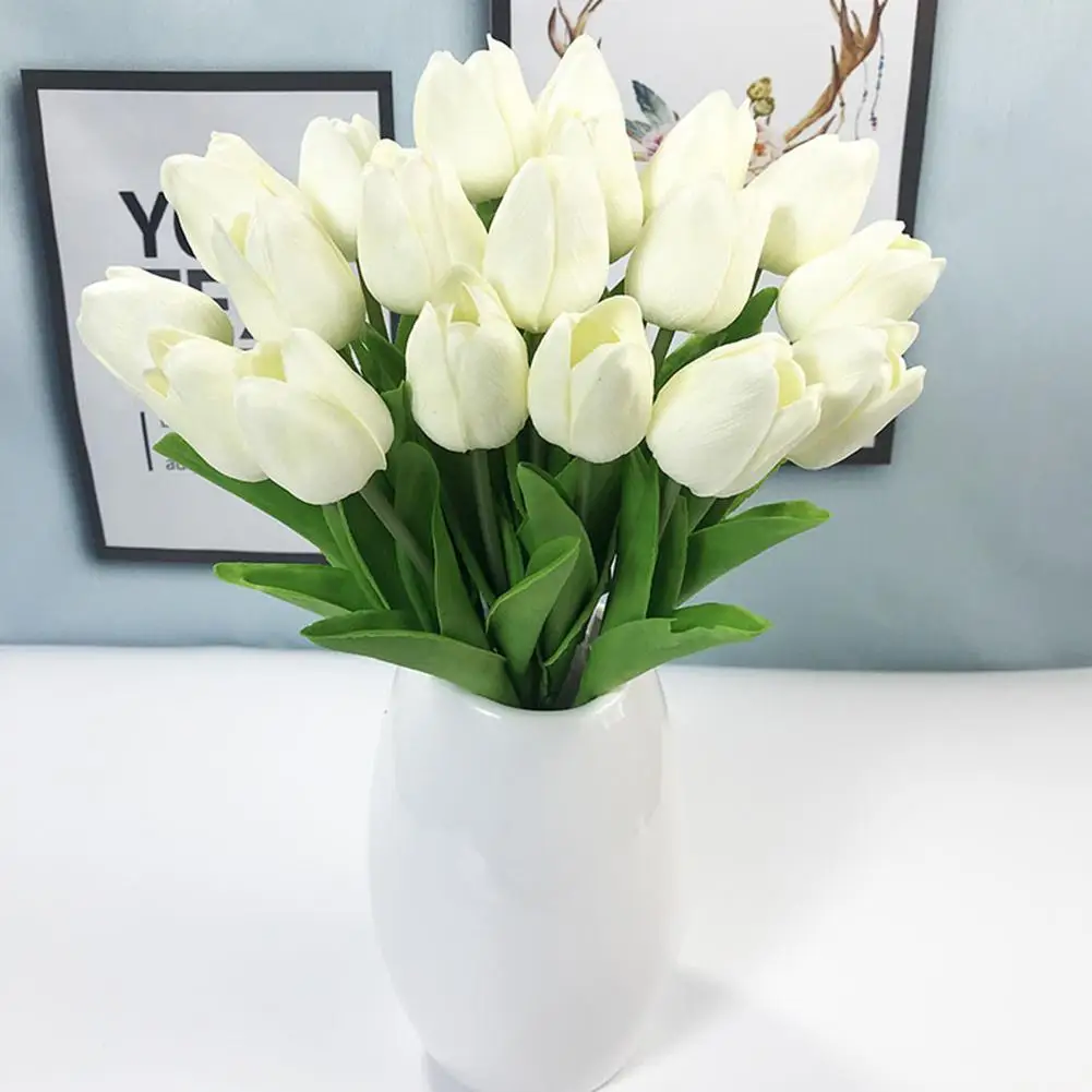 Фото Искусственные белые цветы тюльпана 2 шт. аксессуары для украшения стен цветные