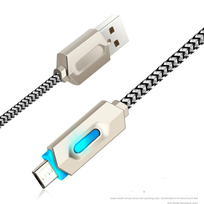 Цинковый сплав линия передачи данных Плетеный световой микро-usb-порт для