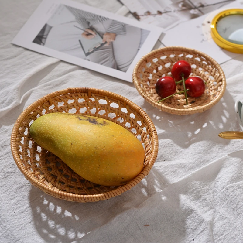 Rattan Bread Fruit Basket Round Hand-Woven Tea Tray Food Serving Platter For Dinner Parties Coffee Breakfast Kitchen Accessories
Rattan Bread Fruit Basket Round Hand-Woven Tea Tray Food Serving Platter For Dinner Parties Coffee Breakfast Kitchen Accessories