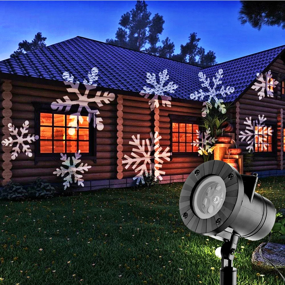 

LED Schneeflocke Projektor Stern Leuchtet 12 muster Weihnachten Laser Im Freien Wasserdichte Disco lampe Hause Garten Indoor