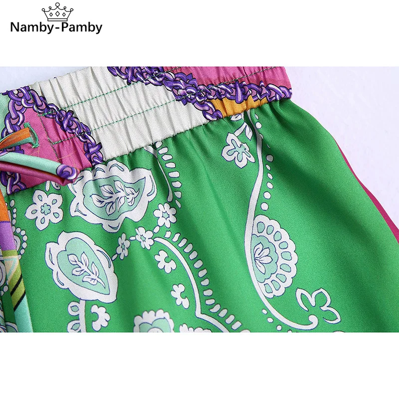 Women 2021 Za Summer Printed Shorts Pants Beach Wind Stretch Waist Tie Shorts Set Female Pants
Women 2021 Za Summer Printed Shorts Pants Beach Wind Stretch Waist Tie Shorts Set Female Pants