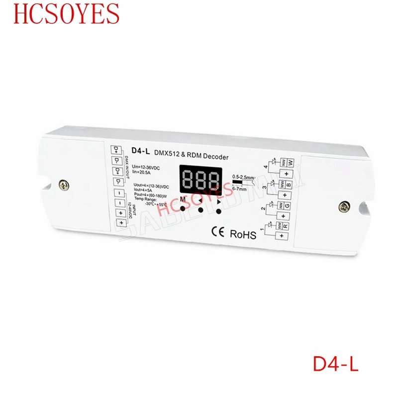 D4-L DC12V-36V 4 channel 4CH PWM constant voltage/constant current DMX decoder DMX512 LED Controller for RGB RGBW LED Strip
D4-L DC12V-36V 4 channel 4CH PWM constant voltage/constant current DMX decoder DMX512 LED Controller for RGB RGBW LED Strip