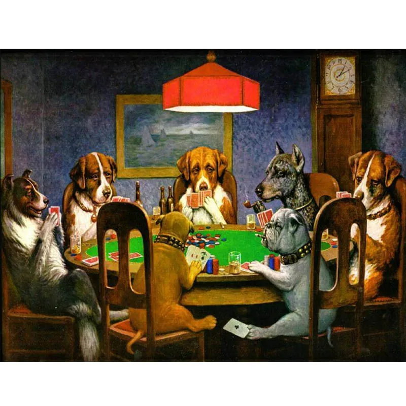 

Собак игры в покер выполненные картина маслом по номерам Diy холст акриловой живописи Wall Art украшение дома 40x50cm
