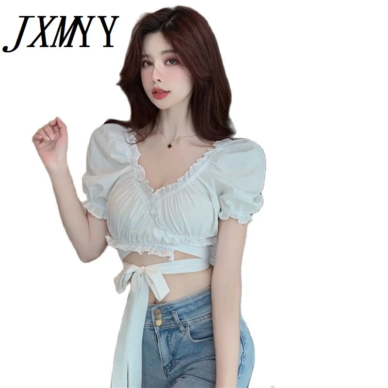 JXMYY Very Fairy Blouse New Fashion Design White Tie Girl Wearing Puff Sleeve Shirt, Short Summer 2021
JXMYY Very Fairy Blouse New Fashion Design White Tie Girl Wearing Puff Sleeve Shirt, Short Summer 2021