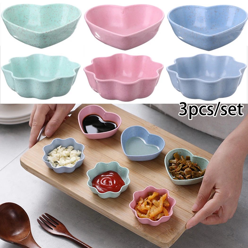 3pcs/set Small Mini Wheat Straw Dipping Dishes Plum /heart Shape Blossom Trinket Plate Sauce Dish Bowls Sauce Dish Condiment
3pcs/set Small Mini Wheat Straw Dipping Dishes Plum /heart Shape Blossom Trinket Plate Sauce Dish Bowls Sauce Dish Condiment