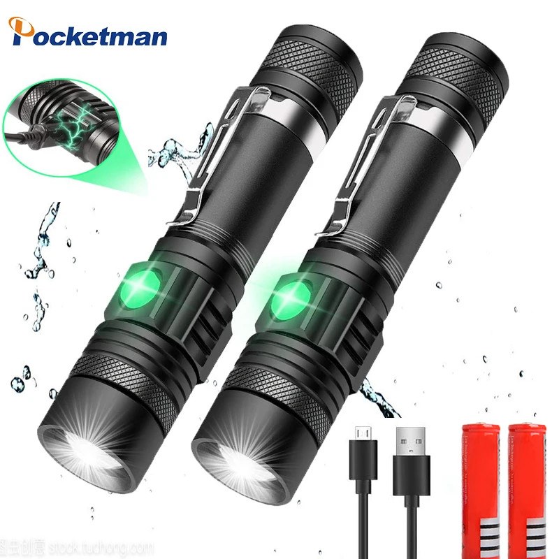 

LED Flashlight Ultra Bright Portable USB linterna Led torch T6/L2/V6 Light Lamp beads Lanterna Tips Camping Work Light