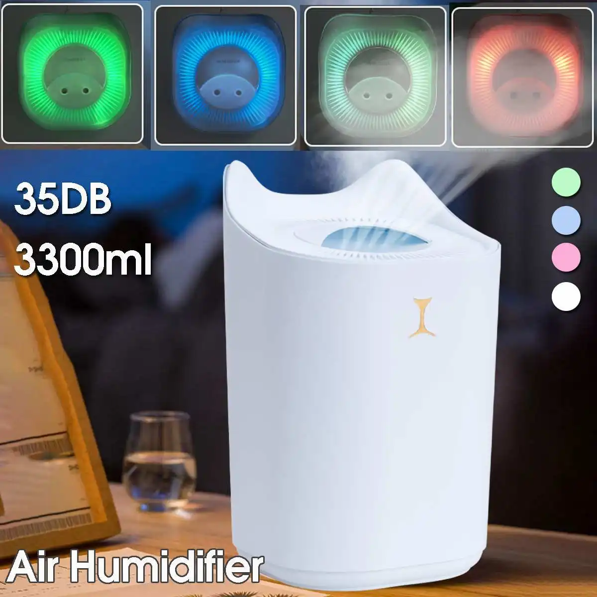 4 Color 3300ML Air Humidifier Mist Aroma Diffuser with Colorful LED Light Heavy Fog Ultrasonic USB Humidificador
4 Color 3300ML Air Humidifier Mist Aroma Diffuser with Colorful LED Light Heavy Fog Ultrasonic USB Humidificador
