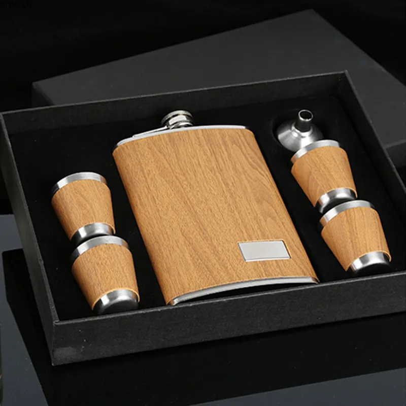 9 oz Wooden Hip Flask Set With 1 Funnel and 4 Cups Whiskey Wine Stainless Steel Flagon Bottle Travel Drinkware For Gifts
9 oz Wooden Hip Flask Set With 1 Funnel and 4 Cups Whiskey Wine Stainless Steel Flagon Bottle Travel Drinkware For Gifts
