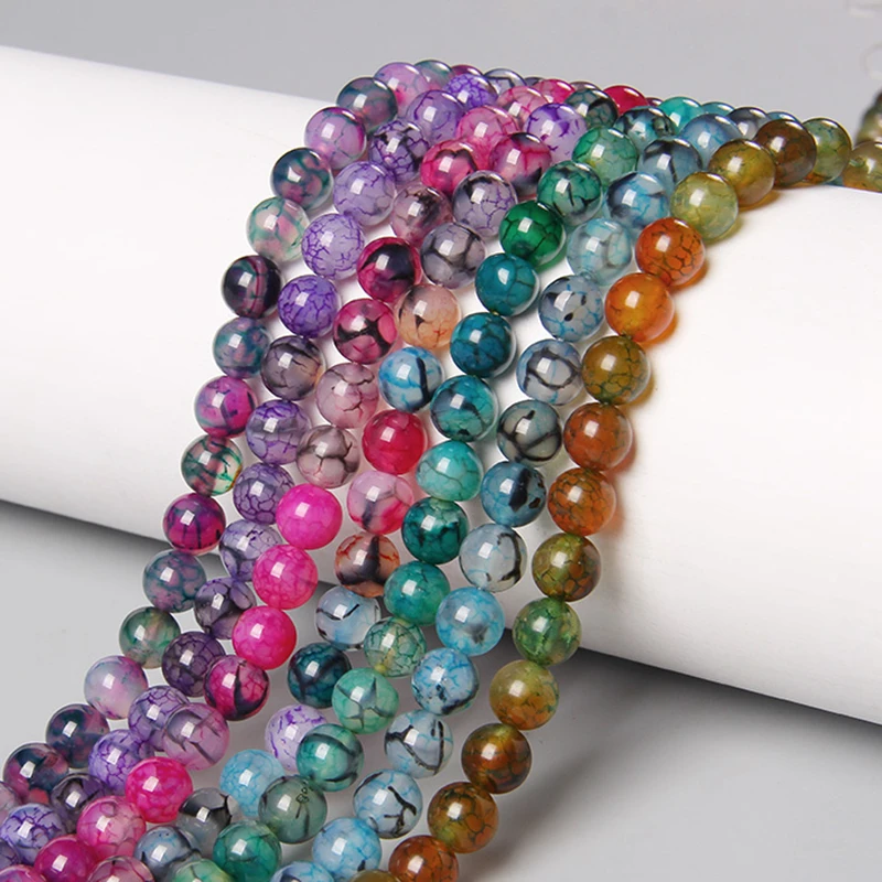 Smooth Natural Stone Fire Dragon Veins Agates Cracked Bead Loose Round Beads For Jewelry Making DIY Charm Bracelet Accessories
Smooth Natural Stone Fire Dragon Veins Agates Cracked Bead Loose Round Beads For Jewelry Making DIY Charm Bracelet Accessories