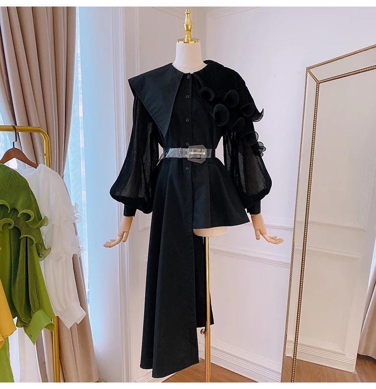 New Design Irregular Puff Sleeve Shirt 2021 Spring And Summer Stitching Ruffles Single-Breasted Asymmetrical Blouse Women 
New Design Irregular Puff Sleeve Shirt 2021 Spring And Summer Stitching Ruffles Single-Breasted Asymmetrical Blouse Women