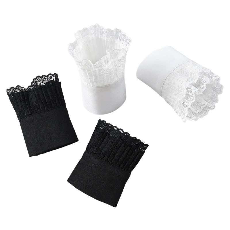Women Sunshade Detachable Wrist Horn Cuffs Double Layer Pleated Ruffled Floral Lace False Fake Sleeves Sweater Decorative 
Women Sunshade Detachable Wrist Horn Cuffs Double Layer Pleated Ruffled Floral Lace False Fake Sleeves Sweater Decorative