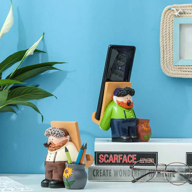 Creative Artist Statue Mobile Phone Holder Van Gogh Resin Figurine Multi-Purpose Desktop Home Decoration Crafts 
Creative Artist Statue Mobile Phone Holder Van Gogh Resin Figurine Multi-Purpose Desktop Home Decoration Crafts