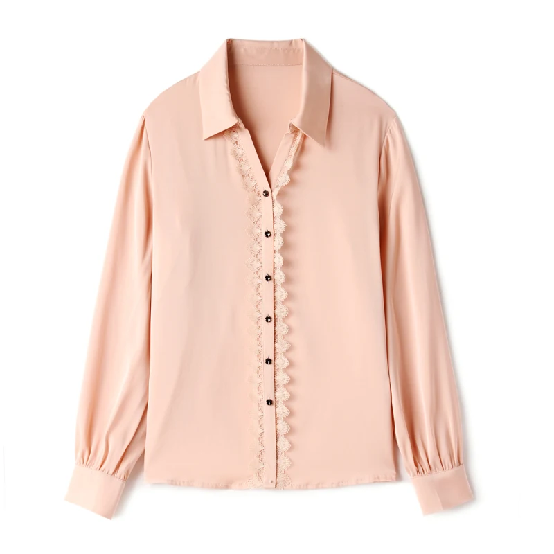 100% Silk Women's Shirt Turn Down Collar Long Sleeves Lace Patchwork Fashion Blouse Autumn Tops
100% Silk Women's Shirt Turn Down Collar Long Sleeves Lace Patchwork Fashion Blouse Autumn Tops