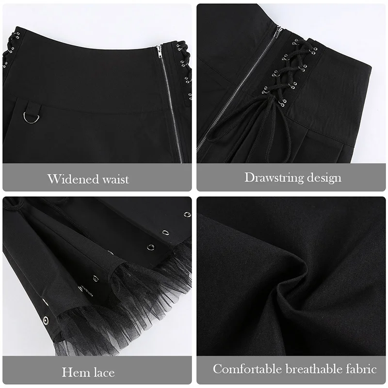 SHUJIN Harajuku Punk Gothic High Waist Black Skirts Women Sexy Mesh Patchwork Bandage Mini Skirt Girls Streetwear Summer Chic
SHUJIN Harajuku Punk Gothic High Waist Black Skirts Women Sexy Mesh Patchwork Bandage Mini Skirt Girls Streetwear Summer Chic
