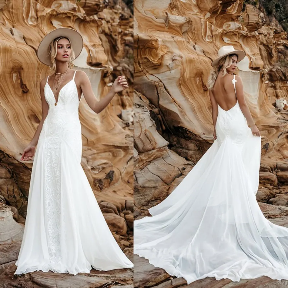 2020 Кружева Русалка Свадебные платья спагетти аппликация, пикантная модель с низким вырезом на спине суд Поезд богемные Свадебные платья ра...
2020 Кружева Русалка Свадебные платья спагетти аппликация, пикантная модель с низким вырезом на спине суд Поезд богемные Свадебные платья ра...