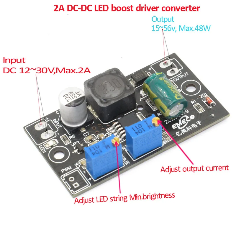 10W 20W PWM DC 0.2A 0.5A 0.75A1A Current Adjustable Step Up LED Power driver 12V to 18V 24V 28V 39V 50V 56V Boost Converter sale
10W 20W PWM DC 0.2A 0.5A 0.75A1A Current Adjustable Step Up LED Power driver 12V to 18V 24V 28V 39V 50V 56V Boost Converter sale
