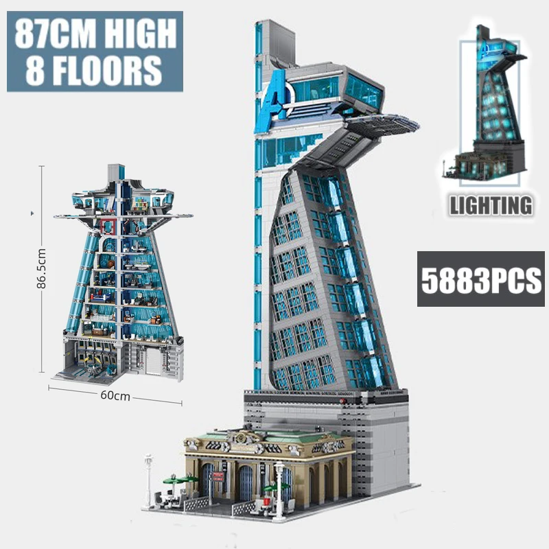 New 5883PCS UPGRAD 8 Floors Avengered Tower Tony Heroes Irons Thanos Captian Thor Stark Man Building Block Brick Kid Gift Toy
New 5883PCS UPGRAD 8 Floors Avengered Tower Tony Heroes Irons Thanos Captian Thor Stark Man Building Block Brick Kid Gift Toy