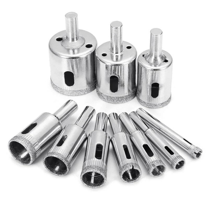 Diamond Drill Bits,10Pcs 6-32mm Hole Saw Diamond Drill Bit Hollow Core Drill Bit Set for Diamond Coating, Carbon Steel for Glass
Diamond Drill Bits,10Pcs 6-32mm Hole Saw Diamond Drill Bit Hollow Core Drill Bit Set for Diamond Coating, Carbon Steel for Glass