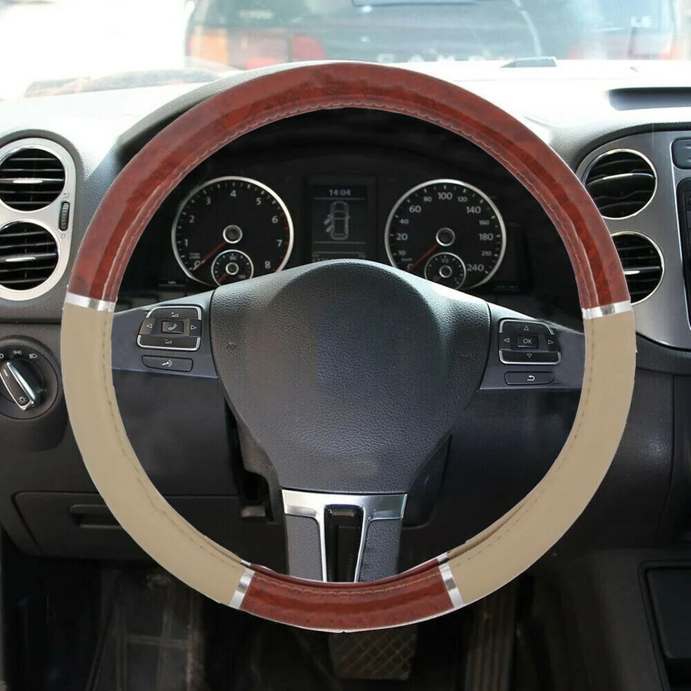 Car Tools Steering Wheel 15" Wood Grain Cover Accessory For Auto SUV Car Lux Grip Beige Syn Leather Covers Good Quality Parts
Car Tools Steering Wheel 15" Wood Grain Cover Accessory For Auto SUV Car Lux Grip Beige Syn Leather Covers Good Quality Parts