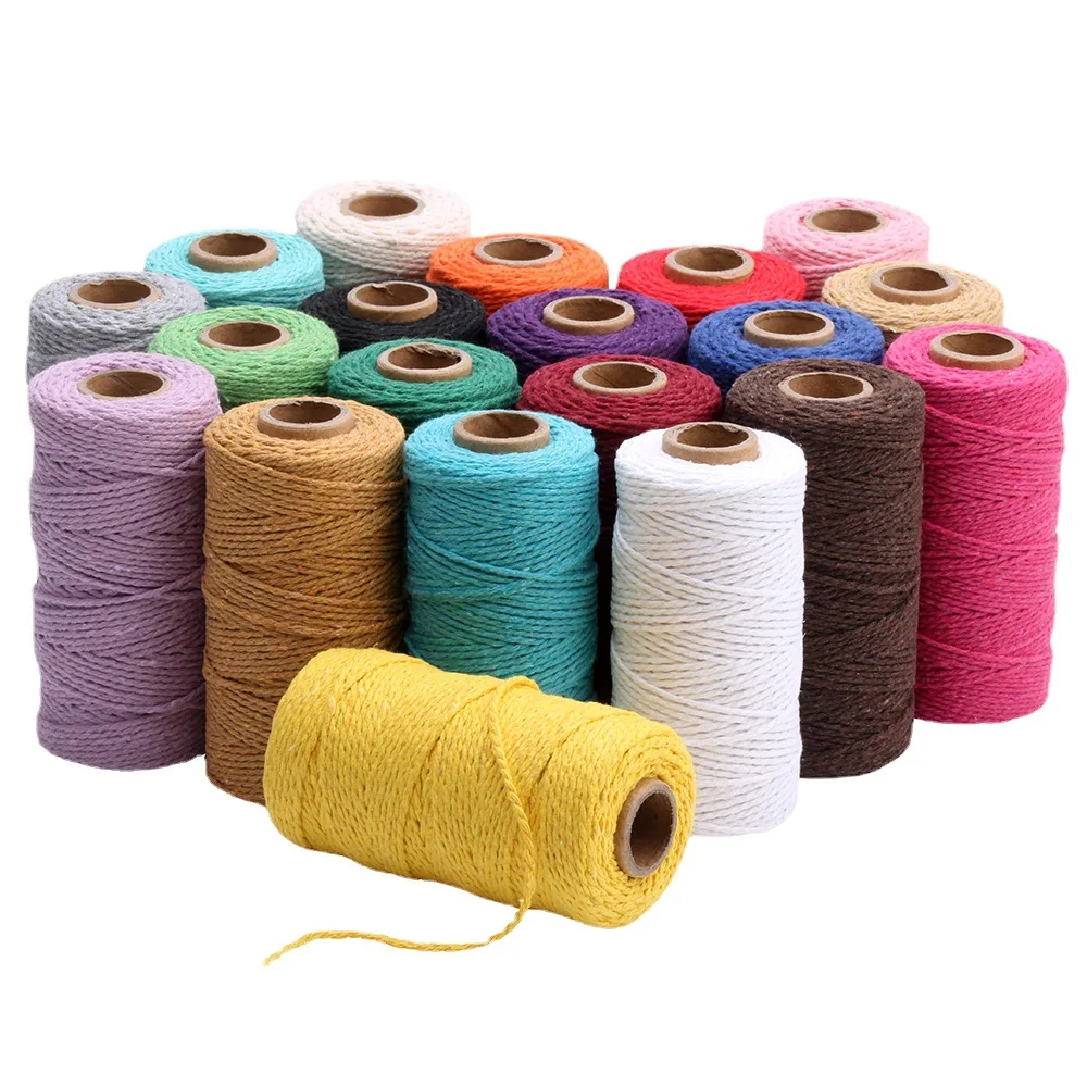 

100M/Roll 2mm Cotton Rope Colorful Twine Macrame Cord Rope String Thread DIY Crafts Braided Twisted Cotton Home Textile Decor