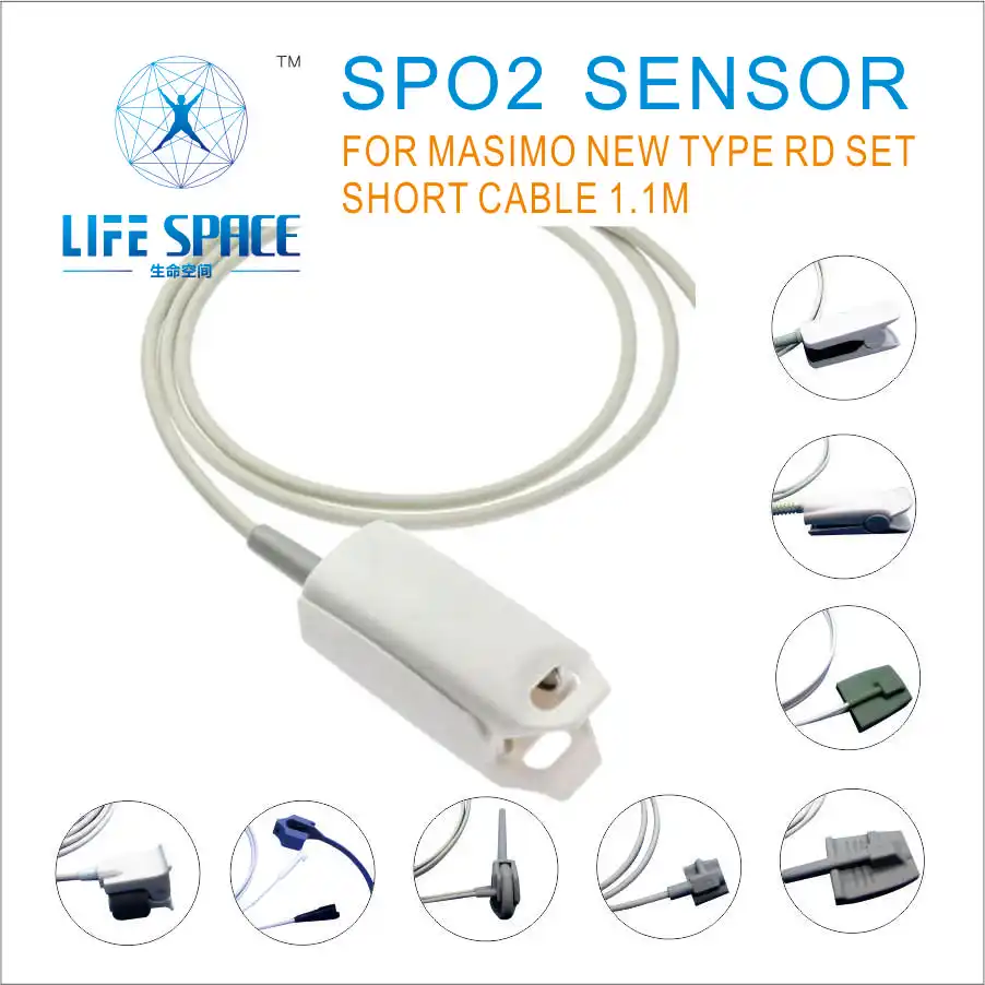 

Popular Reusable Short Cable 1.1M Adult Reusable Oxygen Spo2 Sensor For MASIMO new type RD set patient monitor