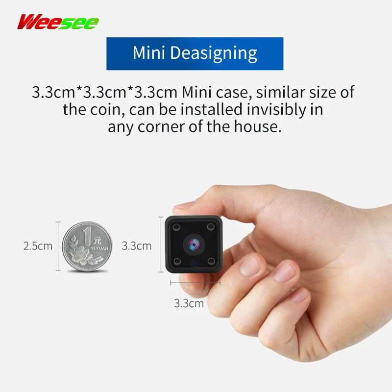 Weesee 720 P/1080 P Microshare Мини wifi батарея умная IP домашняя камера безопасности ширина
