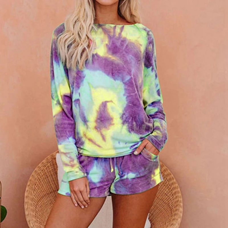 2set Tie Dye Women Set T-Shirt and Shorts Fitness Long Sleeve Female Suits XL Blue Yellow Pink & Light Purple Yellow 
2set Tie Dye Women Set T-Shirt and Shorts Fitness Long Sleeve Female Suits XL Blue Yellow Pink & Light Purple Yellow