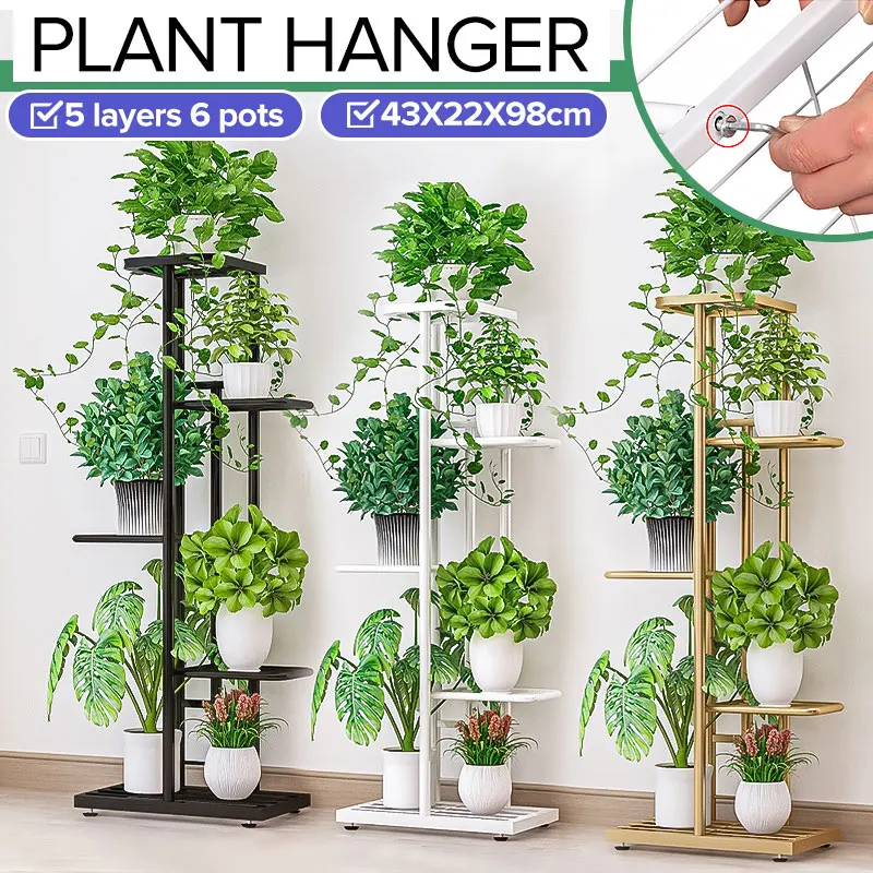 5 Tiers Iron Flower Rack Plant Stand Multi Flower Stand Shelves 43x22x98cm for Bonsai Display Shelf Yard Garden Patio Balcony
5 Tiers Iron Flower Rack Plant Stand Multi Flower Stand Shelves 43x22x98cm for Bonsai Display Shelf Yard Garden Patio Balcony