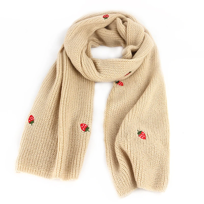 Autumn Winter Knitted scarf Women Warm Cute Strawberry Cashmere Long Scarves Korean Fashions Female Kint Wool Shawl Wrap Blanket
Autumn Winter Knitted scarf Women Warm Cute Strawberry Cashmere Long Scarves Korean Fashions Female Kint Wool Shawl Wrap Blanket