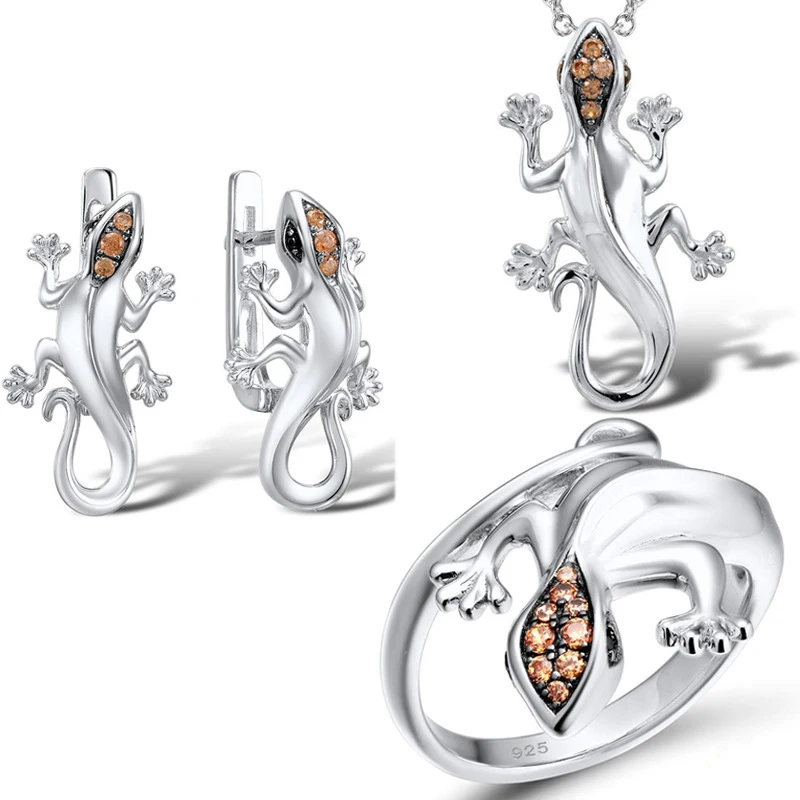 KOFSAC 2020 Trendy Jewelry Sets 925 Sterling Silver Necklaces Rings For Women Personality Gecko Brown Zircon Earrings Lady Gifts
KOFSAC 2020 Trendy Jewelry Sets 925 Sterling Silver Necklaces Rings For Women Personality Gecko Brown Zircon Earrings Lady Gifts