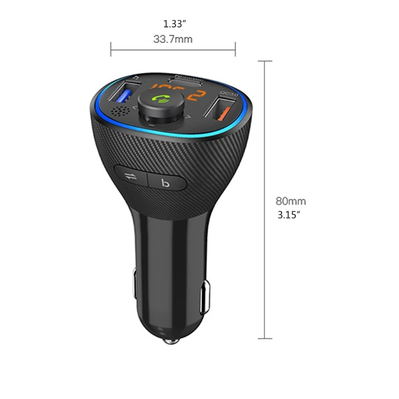 Car Kit Handsfree Wireless FM Transmitter PD18W& QC3.0 One Key Bass Bass Music
Car Kit Handsfree Wireless FM Transmitter PD18W& QC3.0 One Key Bass Bass Music