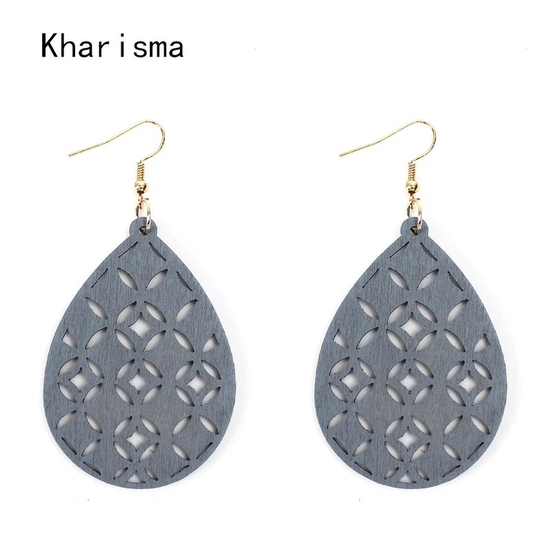 KHARISMA 2019 модные ювелирные изделия для женщин серые полые деревянные серьги в