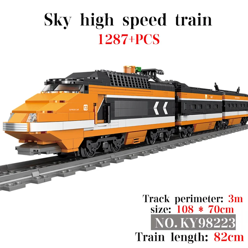 

Original KAZI KY98223 1287+PCS High-tech Bricks DIY Skyline High Speed Train City Train Series Power-Driven Rail Assembling Toys