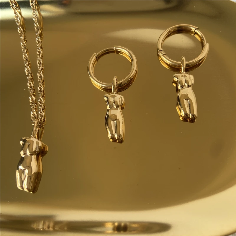 2021 New Creative Designer Jewelry Stainles Steel 18k Gold Plated Stereoscopic Female Body Charm Hoop Earrings for Women
2021 New Creative Designer Jewelry Stainles Steel 18k Gold Plated Stereoscopic Female Body Charm Hoop Earrings for Women
