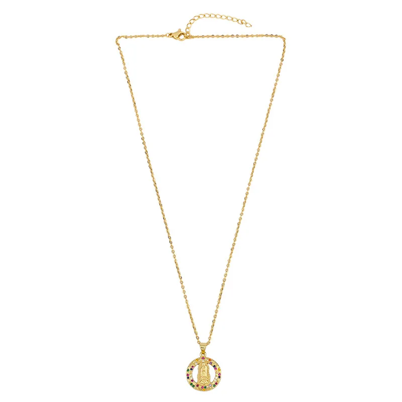 18K Gold Plated Chain Necklace Virgin Mary Religion Cross Necklace Collar for Women Rainbow Zircon Pendant Catholic Jewelry Gift 
18K Gold Plated Chain Necklace Virgin Mary Religion Cross Necklace Collar for Women Rainbow Zircon Pendant Catholic Jewelry Gift