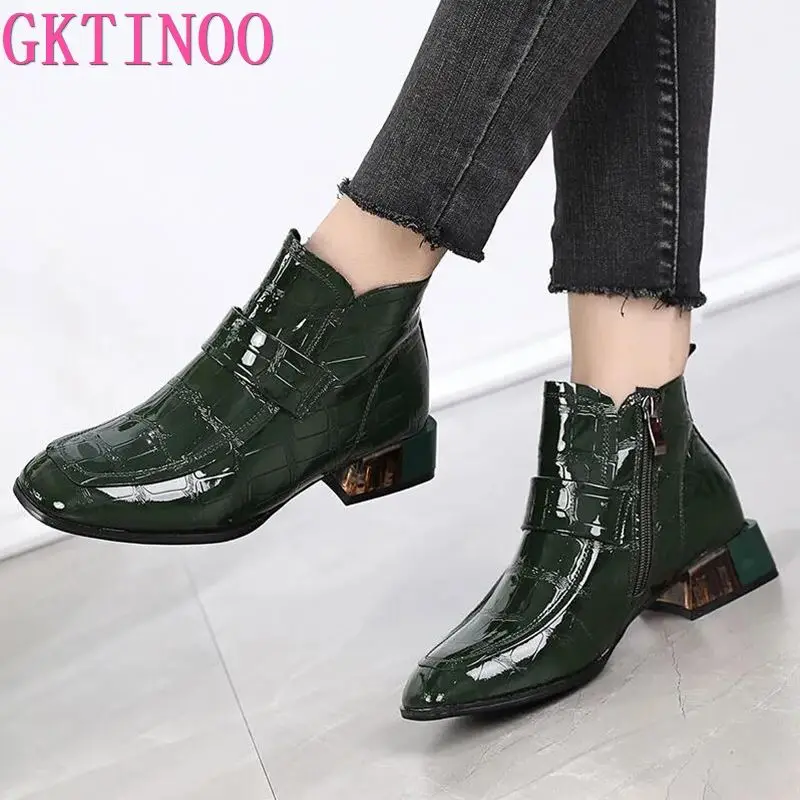 GKTINOO Women Boots 2021 New Woman Short Boots Soft Patent Genuine Leather Autumn/Winter Shoes Square Heels Female Footware
GKTINOO Women Boots 2021 New Woman Short Boots Soft Patent Genuine Leather Autumn/Winter Shoes Square Heels Female Footware