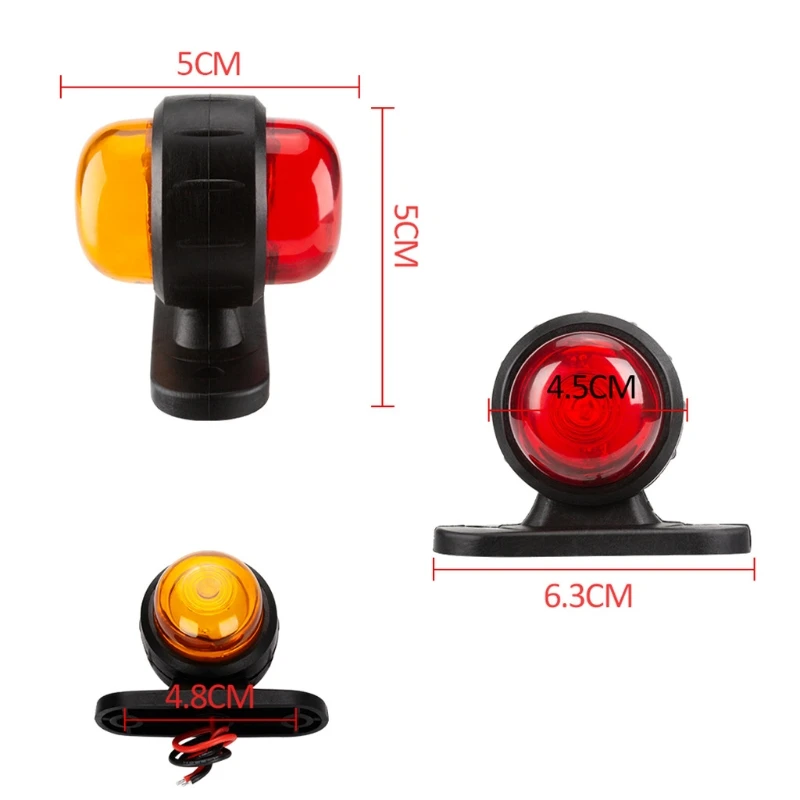 

2Pcs Car Truck Trailer LED Side Marker Light Red YellowTurn Signal Clearance Light Indicator Lamp For Lorry Caravans