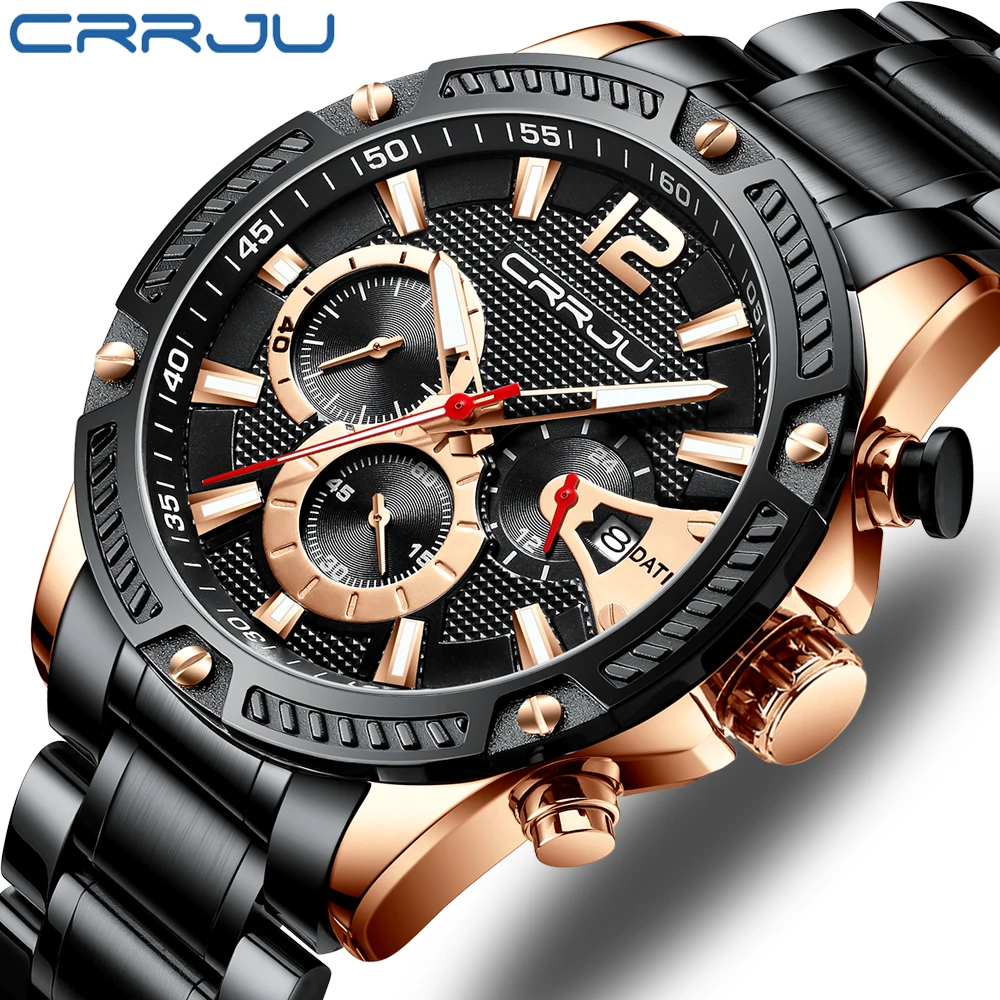 Mens Watch CRRJU Stainless Steel Fashion WristWatch for Men Top Brand Luxury waterproof Date Quartz watches relogio masculino
Mens Watch CRRJU Stainless Steel Fashion WristWatch for Men Top Brand Luxury waterproof Date Quartz watches relogio masculino