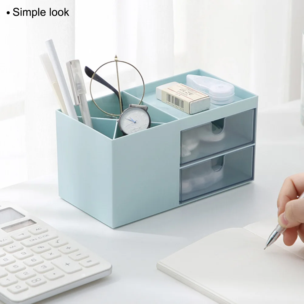 Desktop Storage Box Organizer with 2 Drawers 3 Compartments 1 Tray Makeup Pencil Stationery Holder for Home Office
Desktop Storage Box Organizer with 2 Drawers 3 Compartments 1 Tray Makeup Pencil Stationery Holder for Home Office