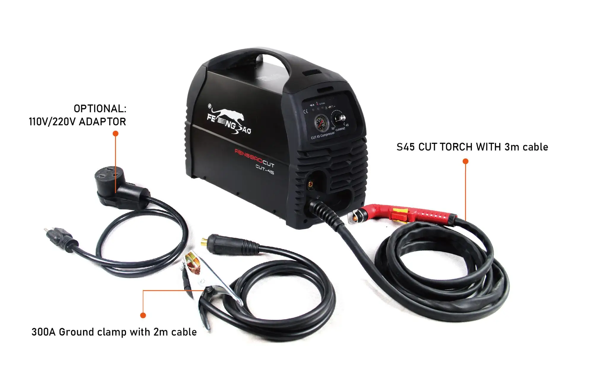 Portable inbuilt air compressor pump 40amp plasma cutter made in china (CUT-45)