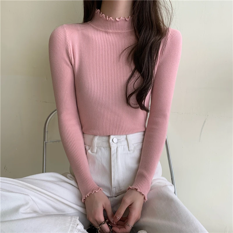 2021 Knitting Sweater and Jumper Turtleneck Tops Pullovers Casual Ruffles Sweaters Womens Long Sleeve All-match Elastic Sweater
2021 Knitting Sweater and Jumper Turtleneck Tops Pullovers Casual Ruffles Sweaters Womens Long Sleeve All-match Elastic Sweater