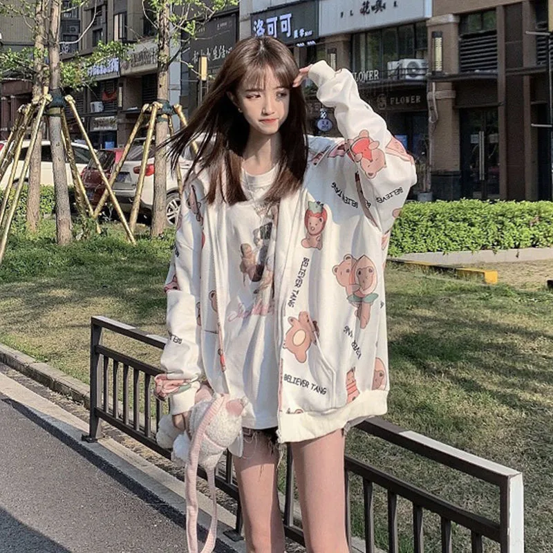Autumn Students Spring Women Japan Style Lovely Bear Hoodies New Kawaii White Coat Green Sweatshirts Harajuku New Fashion Tops
Autumn Students Spring Women Japan Style Lovely Bear Hoodies New Kawaii White Coat Green Sweatshirts Harajuku New Fashion Tops