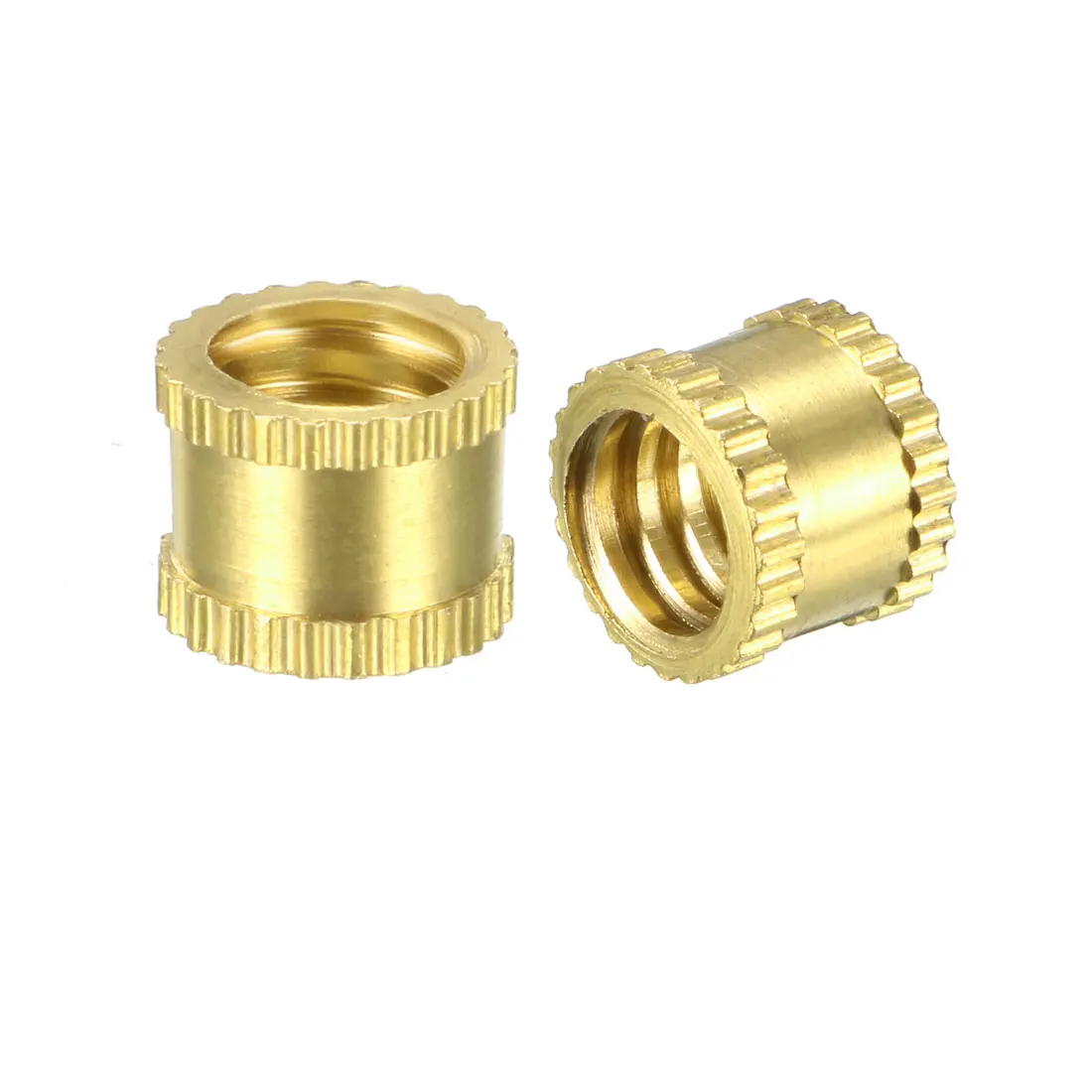 

uxcell 1/4"-20 x 6mm(L) x 8mm(OD) Female Thread Brass Knurled Threaded Insert Embedment Nuts, 10 Pcs