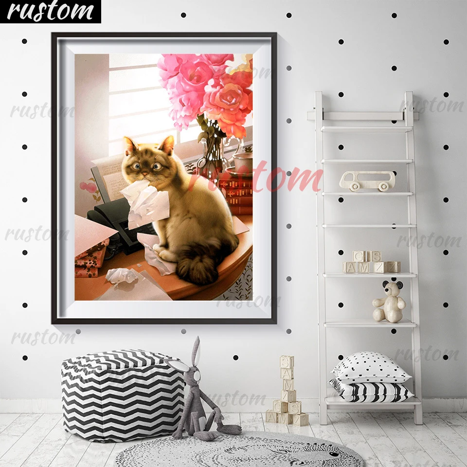 Rustom Diamond Embroidery Cat Cross Stitch Kit Diamond Painting Flower Mosaic Animal Full Square Round Wall Decor Children's Gif
Rustom Diamond Embroidery Cat Cross Stitch Kit Diamond Painting Flower Mosaic Animal Full Square Round Wall Decor Children's Gif