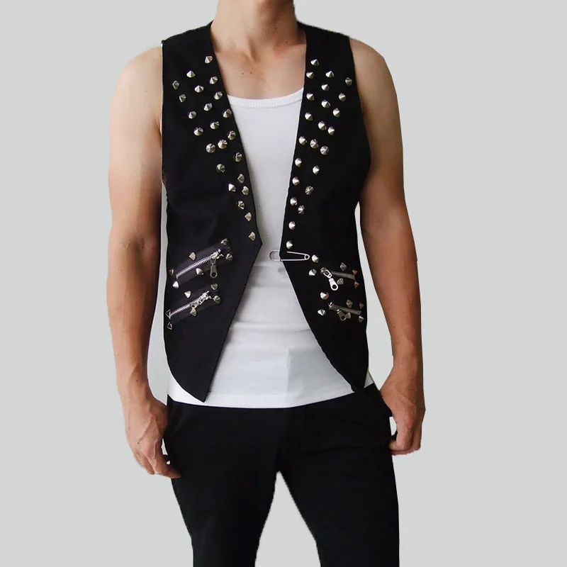 Men's Punk Vest Slim Nightclub Rock Stud Spike Zipper Dj Waistcoat Rivet Lapel Collar Sleeveless Slim Fit New 2021
Men's Punk Vest Slim Nightclub Rock Stud Spike Zipper Dj Waistcoat Rivet Lapel Collar Sleeveless Slim Fit New 2021