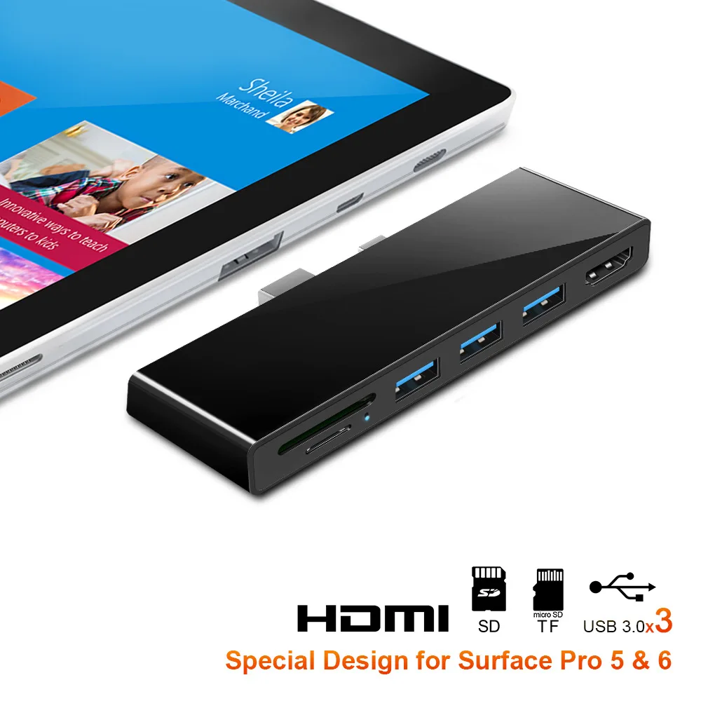 Док станция Surface Pro USB 3 0 концентратор SD TF кард ридер 4K HDMI адаптер для pro 56|USB-хабы| |