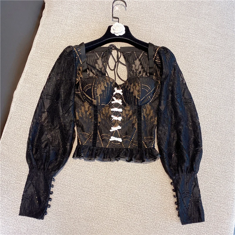 QUALITY Newest HIGH Fashion 2021 Runway Top Women's Bow Contrasting Sexy Open Back Lace Shirt
QUALITY Newest HIGH Fashion 2021 Runway Top Women's Bow Contrasting Sexy Open Back Lace Shirt